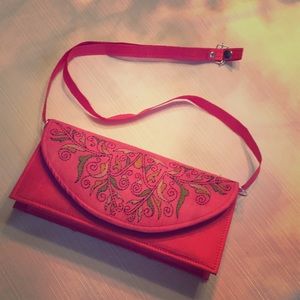 Linen embroidered clutch/evening bag